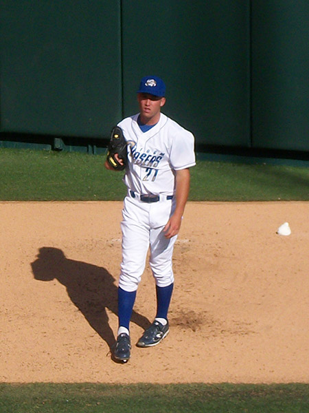 Danny Duffy of the Omaha Storm Chasers gets ready in the Royals bullpen during the futures game.