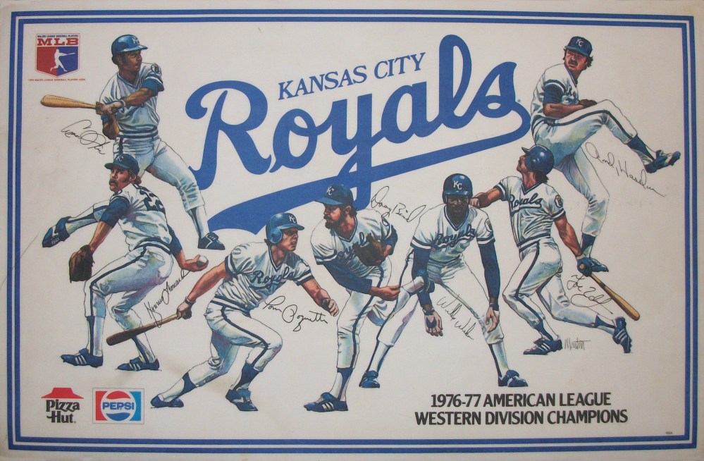 Royals Placemats; left to right; Amos Otis, Dennis Leonard, Tom Poquette, Doug Bird, Willie Wilson, Joe Zdeb, Andy Hassler