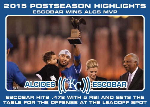 Alcides Escobar ALCS MVP 2015 Royals postseason highlight card.